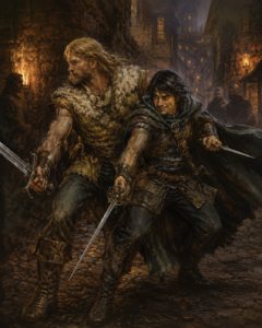 Fafhrd & the Gray Mouser — the duo in the alley, unlikely sword and sorcery heroes