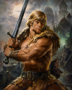 Thongor — blond barbarian with the moonlit ruined city
